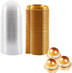 Hewnda 50 Pack 2 Inch Clear plastic mini cake box muffins box cookies cookies muffins dome box wedding birthday gift box(Gold)
