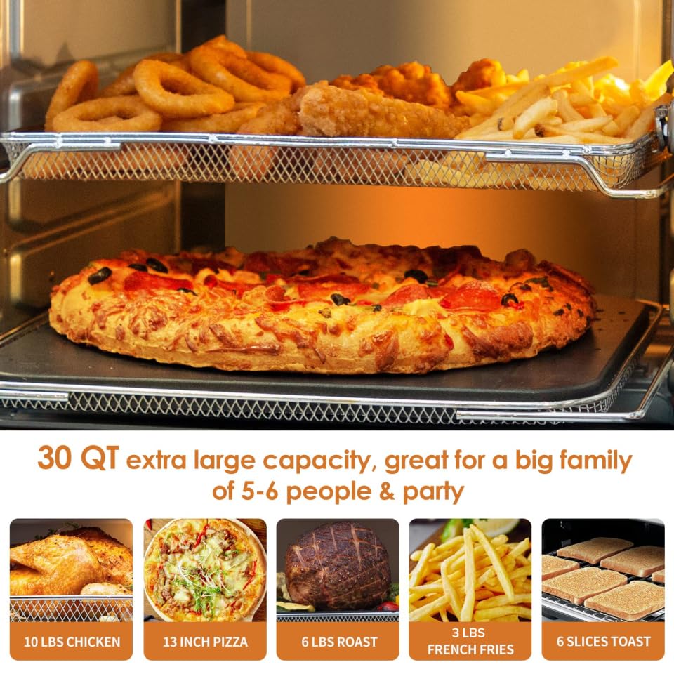Nuwave Bravo XL Air Fryer Toaster Smart Oven, 12 w 1, kombinacja grilla/płyty do pieczenia, pojemność 30 qt XL, 50°F-500°F regulowana w precyzyjnych odstępach co 5°F, zintegrowany inteligentny termometr, technologia Linear T