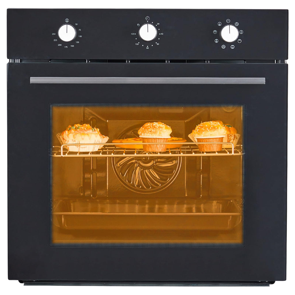 Piekarnik ścienny TacleeKii Single Wall Oven 24" do zabudowy elektryczny - 2,5 Cu.Ft duża pojemność, doskonała moc gotowania, 8 trybów gotowania, 3000 W, szkło bezpieczne z potrójną warstwą