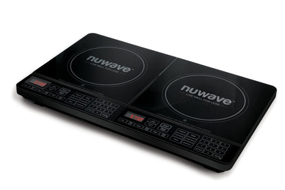 Nuwave Double Induction Cooktop, Powerful 1800W, 2 Large 8” Heating Coils, Independent Controls, 94 Temp Settings from 100°F to 575°F in 5°F Increments, 2 x 11.5” Shatter-Proof Ceramic Glass Surface