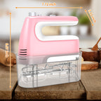 Yalame Hand Mixer Electric, 5-Speed 400W Motor, Hand Mixer Electric Handheld, Mixer Electric Handheld with Turbo Boost & Storage Case, 2x Flat Beaters, 2x Dough Hooks, 1x Whisk for Baking (Pink)
