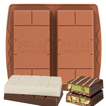 1 Inch Chocolate Bar Mold Deep Dubai Stuffed Chocolate Molds Silicone Large Break Apart Silicone Molds (Mix,2 Pcs）