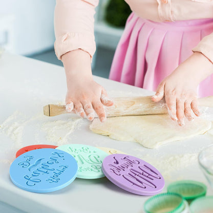 Zubebe 6 Pcs Cookie Stamp Tool Cake Embosser Cutters Mini Cake Mold Fondant Stamp 3D Design Cookie Embosser for Party Supplies Kitchen DIY Baking Tools(Father's Day)