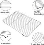 P&P CHEF Baking Rack Cooking Rack Set of 2-16.6''x11.5", Stainless Steel Wire Cooling Drying Roasting Rack, Fits Half Sheet Cookie Pans, Commercial Quality, Oven & Dishwasher Safe