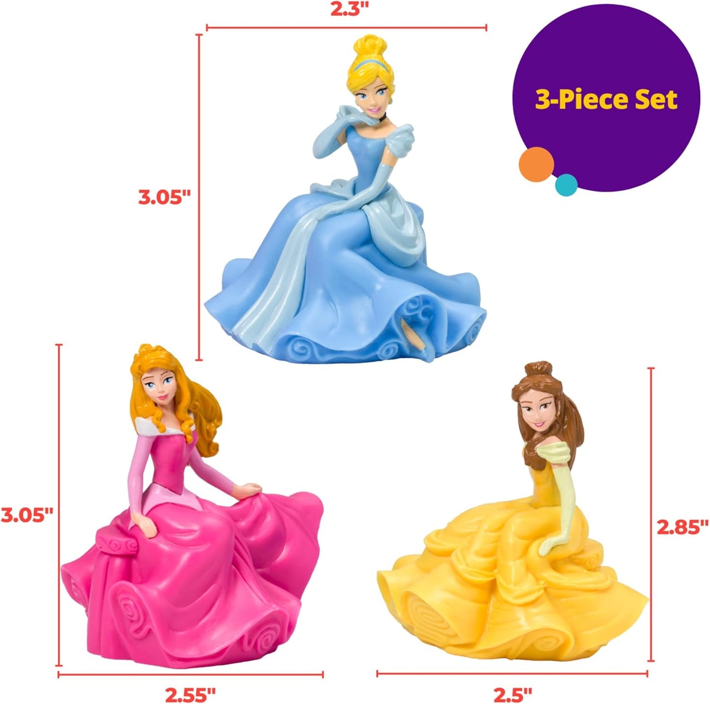 DecoSet® Disney Princess Once Upon a Moment Cake Topper, 3-Pc Decorations Set with Aurora, Belle, and Cinderella Collectible Figure for Hours of Fun After the Party