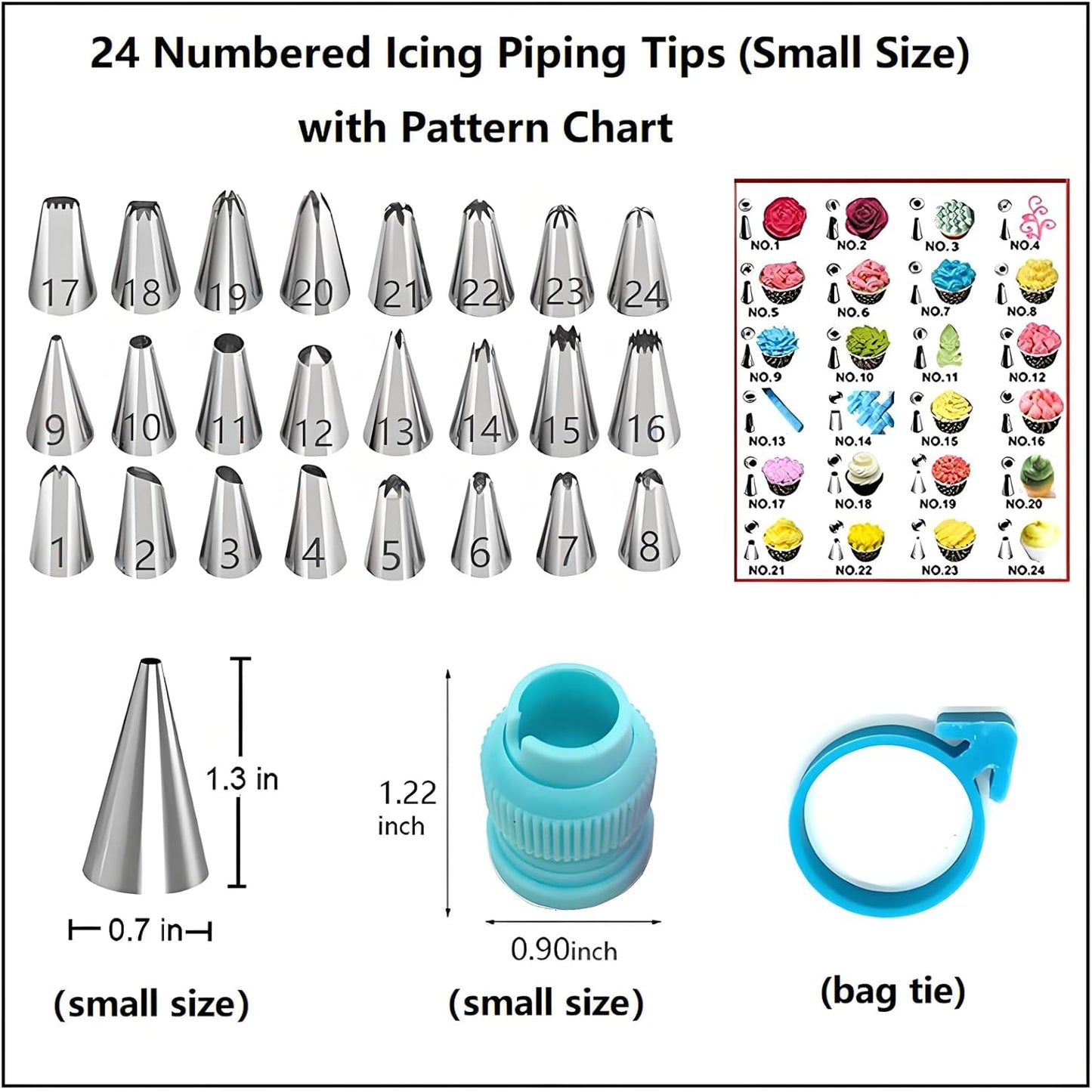 93 Pcs Cake Decorating Kit with Cake Turntable,Cake Leveler,24 Numbered Icing Tips,2 Spatulas,2 Coupler,3 Comb Scrapers,Flower Nail & Lifter Scissor,50 Disposable Pastry Bags