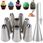 28 Pcs Russian Piping Tips Set, Frosting Nozzle Kit, Baking Supplies for Cookie Cupcake (12 Icing Tips 10 Pastry Baking Bags 2 Leaf Piping Tips 2 Couplers 1 Silicone Bag 1 cleaning brush)