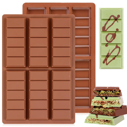 Chocolate Bar Mold - Non-Stick Chocolate Molds, Food Grade Silicone Deep Mold for Dubai Pistachio, Candy, Snacks
