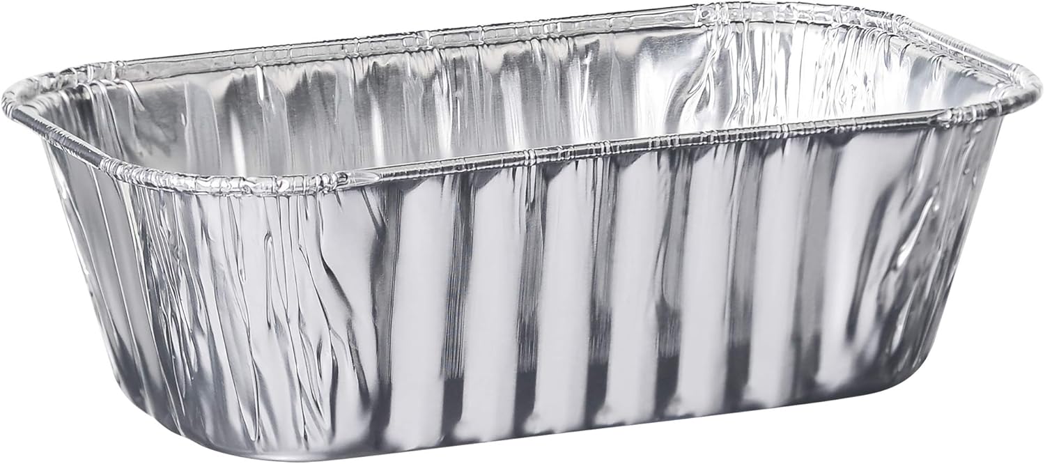 PLASTICPRO [1 Lb 10 Pack Disposable Loaf Pans Aluminum Tin Foil Meal Prep Bakeware - Cookware Perfect for Baking Cakes, Bread, Meatloaf, Lasagna 1 Pound 6'' X 3.75'' X 2''