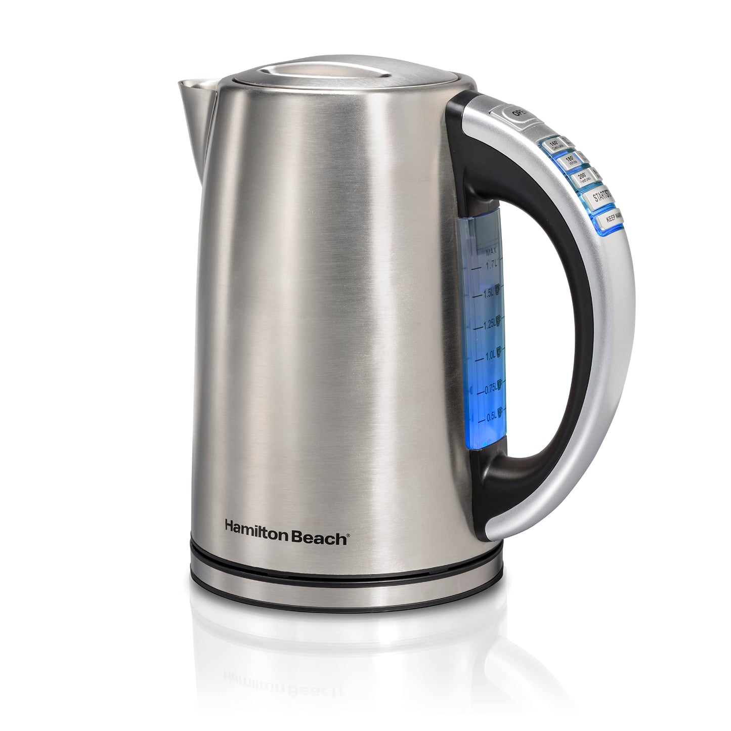 Hamilton Beach 1.7 Liter Temperature Control Electric Kettle, Water Boiler & Heater, Fast 1500 Watts, BPA Free, Cordless, Auto-Shutoff and Boil-Dry Protection, Stainless Steel (41020R)