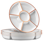 Plasticpro 6 Sectional Round Plastic Serving Tray/Platters Clear Pack of 2