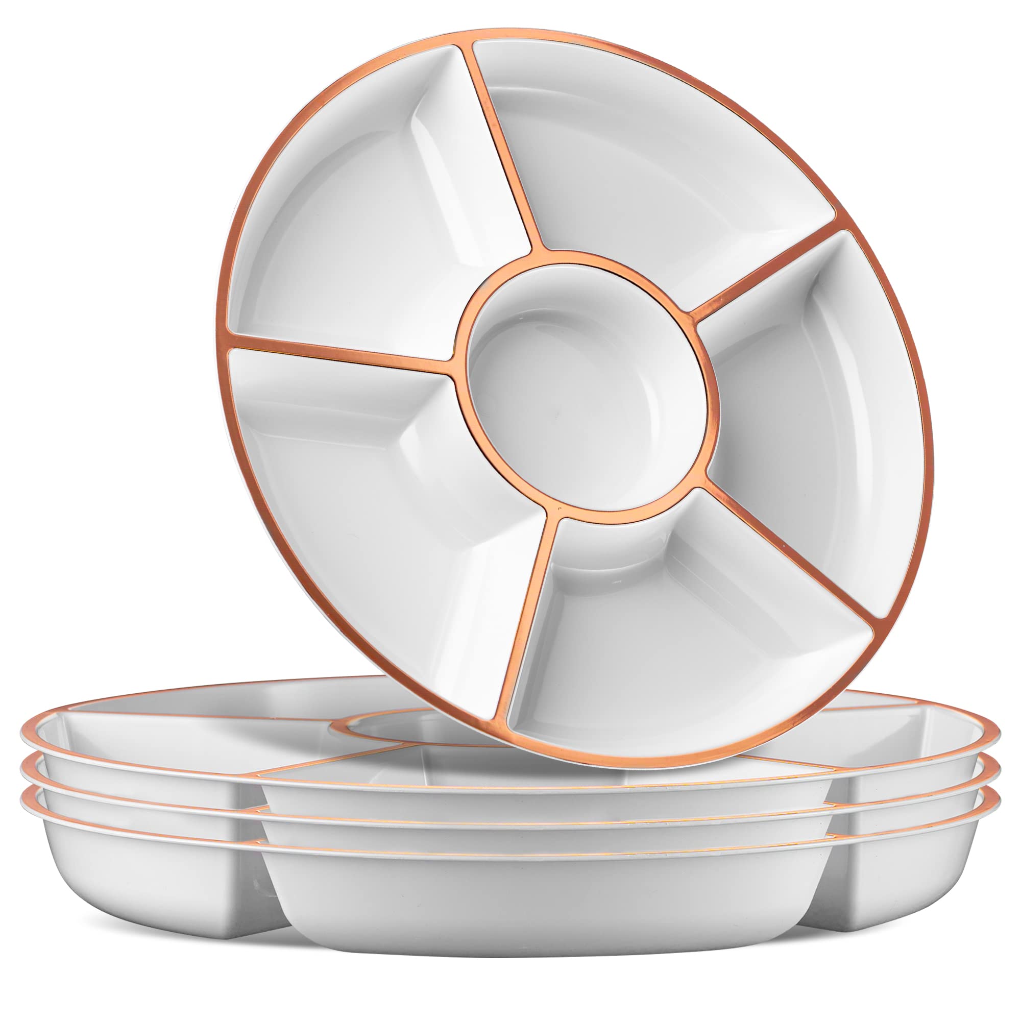 Plasticpro 6 Sectional Round Plastic Serving Tray/Platters Clear Pack of 2