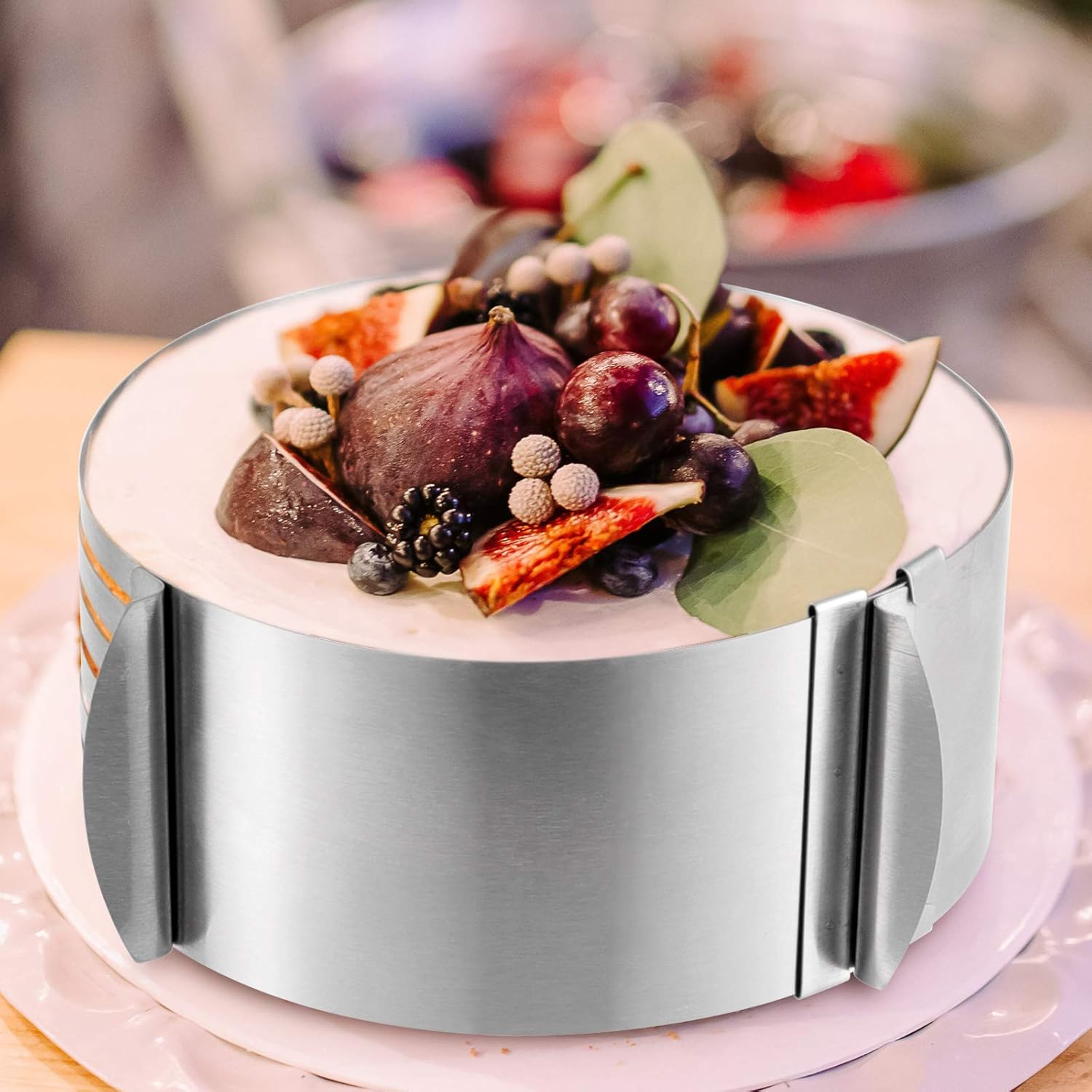 2 Pack Cake Slicer, Stainless Steel Cake Cutter Leveler 7-Layer 6-8 inch / 9-12 inch Adjustable Cake Ring Molds for Baking, Cutting and Slicing Cakes - Silver