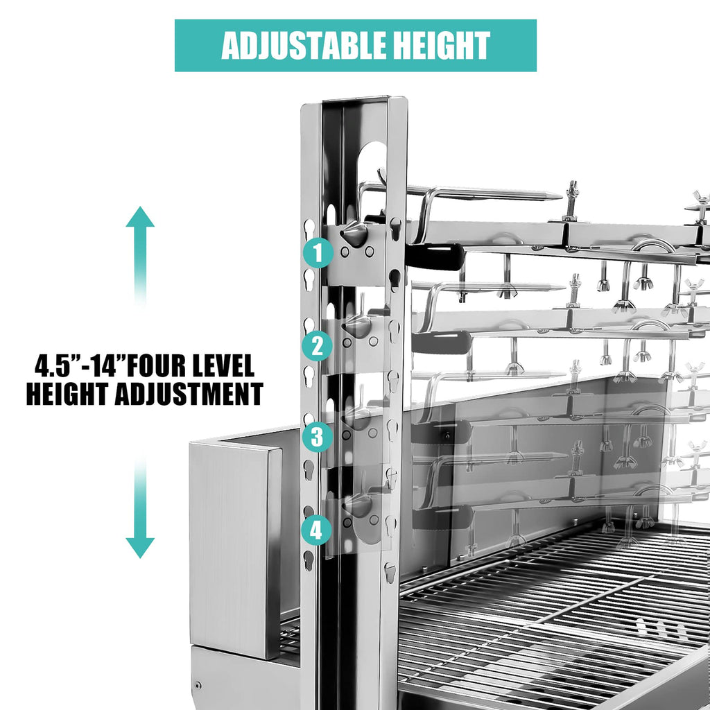 Migoda Grill Rotisserie ze stali nierdzewnej z osłoną tylną, silnik 25 W, mała pieczeń dla prosiąt i jagniąt, 37'' 2 w 1, grill węglowy do grilla, kempingowy, zewnętrzny, kuchenny
