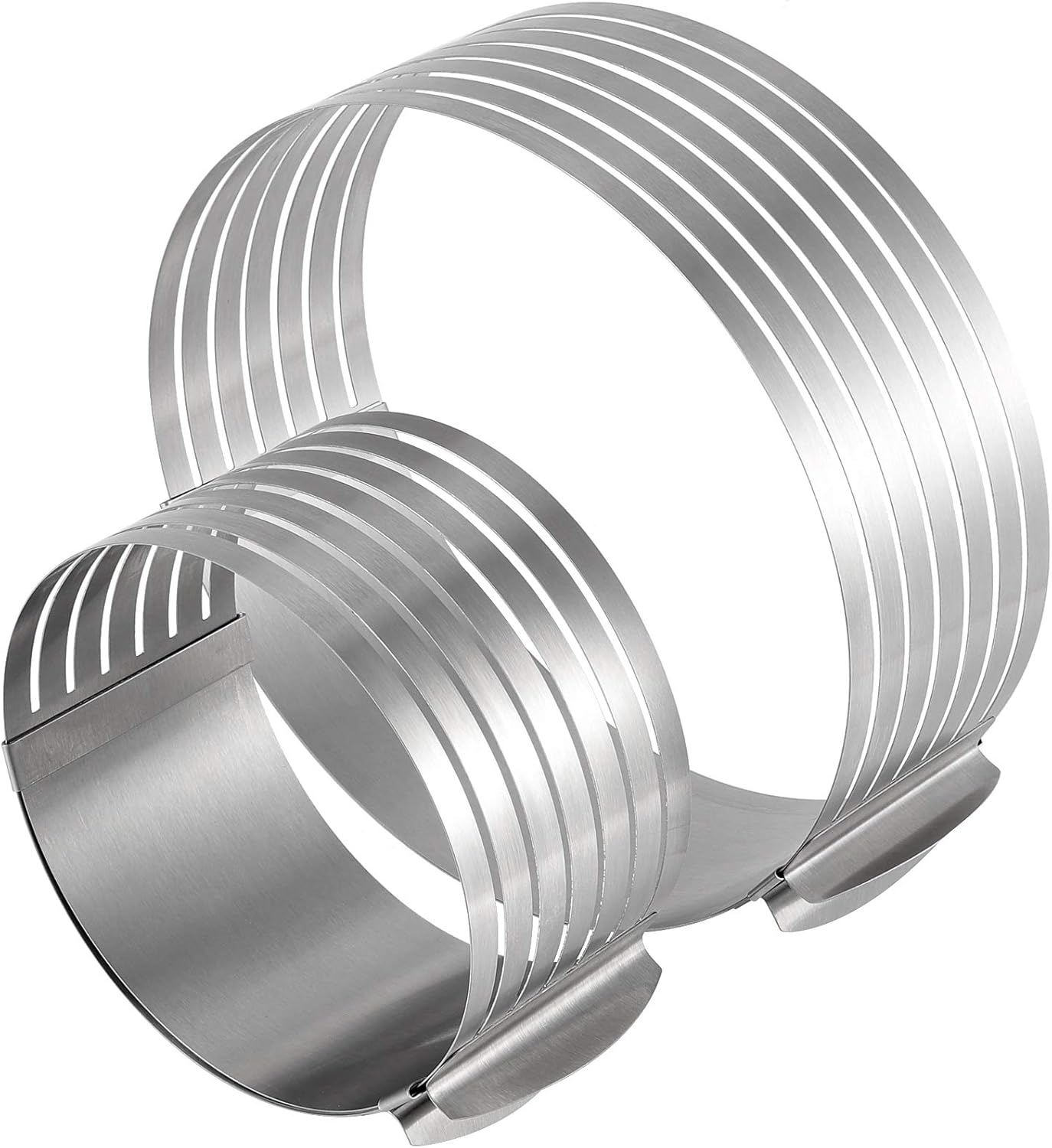 2 Pack Cake Slicer, Stainless Steel Cake Cutter Leveler 7-Layer 6-8 inch / 9-12 inch Adjustable Cake Ring Molds for Baking, Cutting and Slicing Cakes - Silver