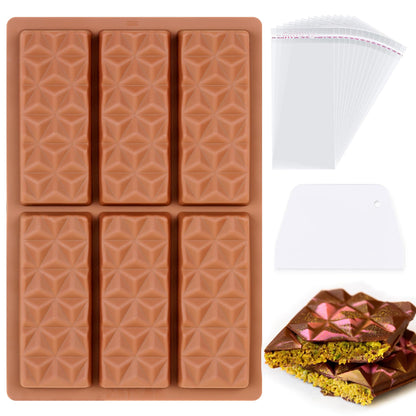 1 Pc Chocolate Bar Mold Deep Large Chocolate Molds Silicone Break Apart Thick Silicone Molds for Candy Bar (10 Snap）