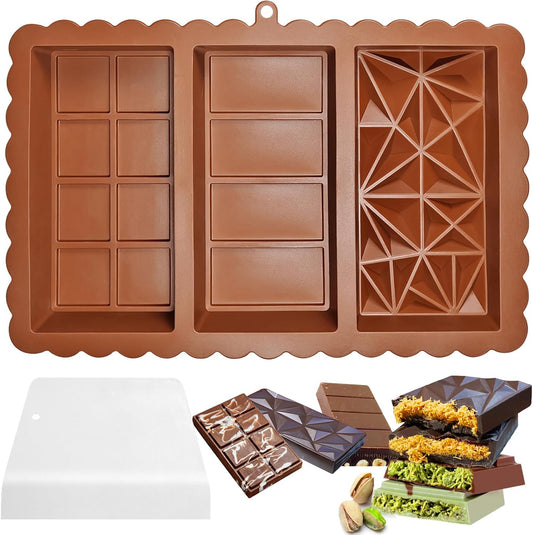 Chocolate Bar Mold - Food Grade Silicone Chocolate Molds, Non-Stick & Easy to Release Deep Mold for Dubai Pistachio Chocolates, Candy, Snacks, Desserts, Resin Art, Dishwasher Safe