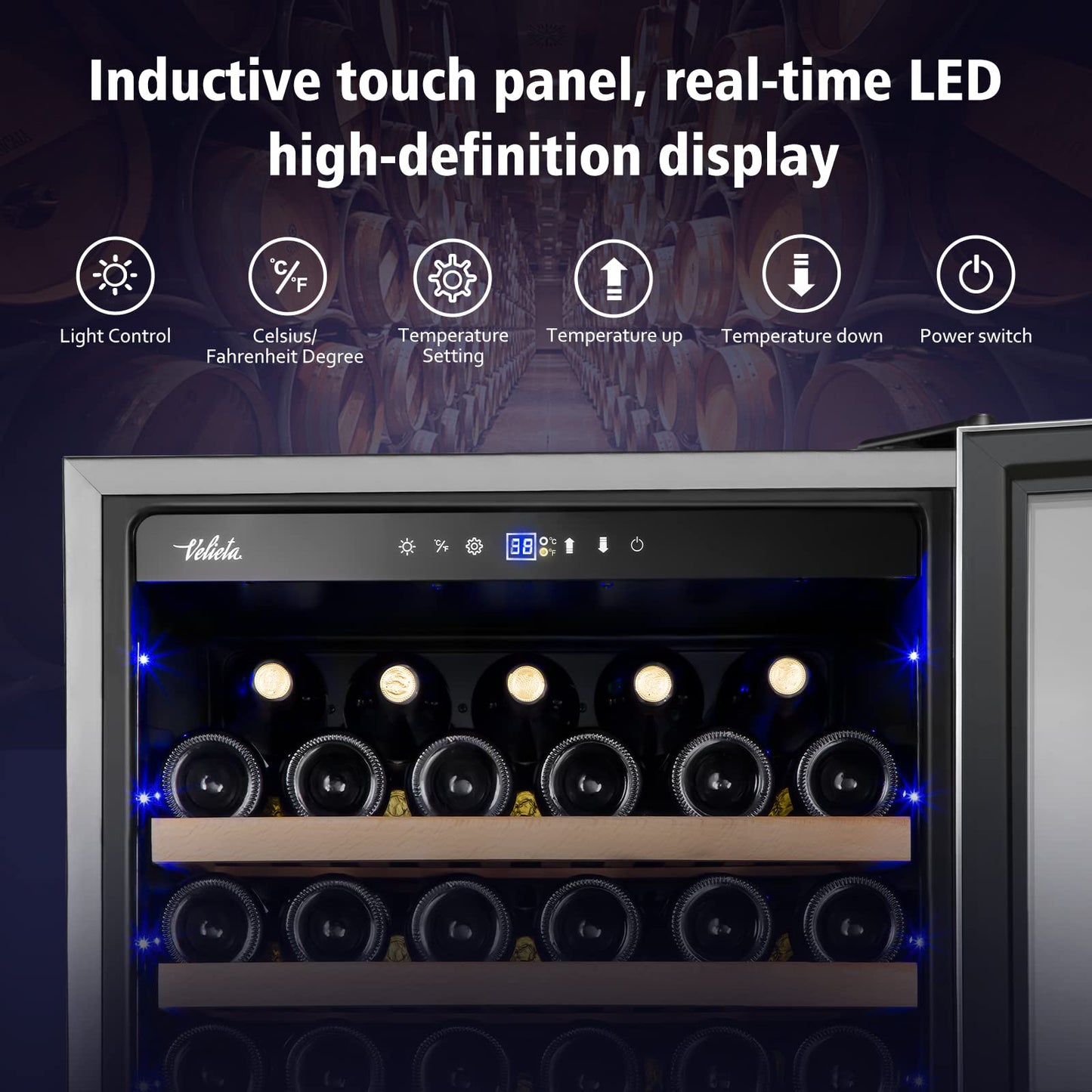 24 Inch Wine Cooler Refrigerator, 179 Bottles Professional Wine Cellars with Powerful Compressor,Quiet Operation and Elegant Design for The Wine Lovers