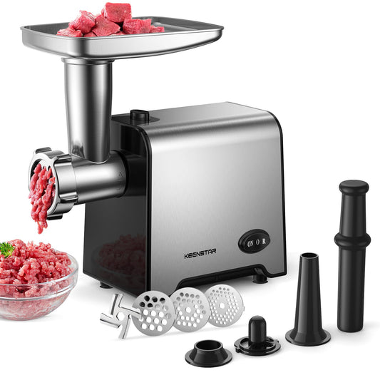 Electric Meat Grinder, Sausage Stuffer Maker 450W(3000W Max) Food Grinder with Blade & 3 Plates, Sausage Stuffer Tubes & Kubbe Kit, Stainless Steel Heavy Duty Meat Mincer Machine for Home Kitchen Use