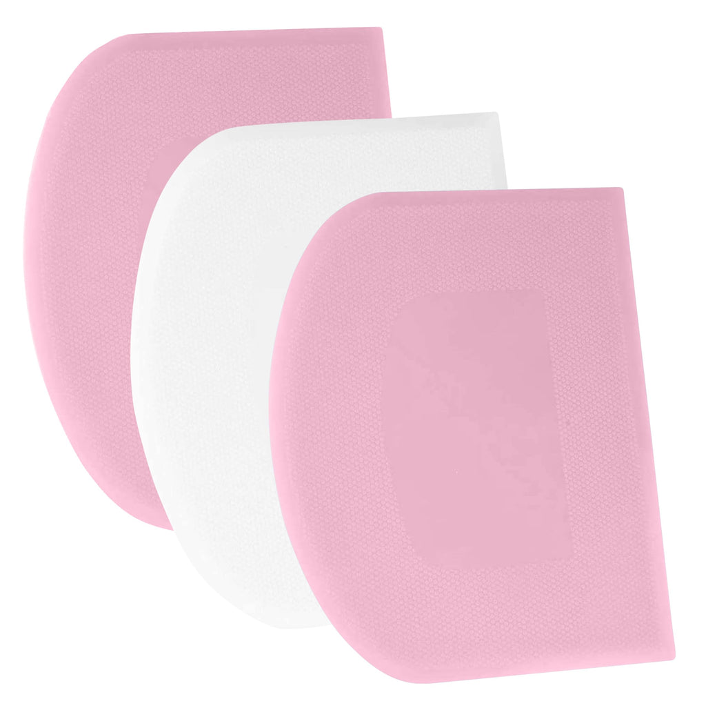 SURDOCA Dough Scraper Bench Scraper - 3P 4.7x3.7" Plastic Flexible Bowl Scraper, Sharp Edge & Angles Cake Scraper. Non-Slip Bakeware Decorating Tools Sculpting & Modeling Tools - Green+White+Green