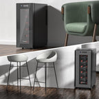 Luztolent 12 Bottles Wine Fridge, Wine Cooler Refrigerator, 46-66℉ Digital Temperature Control & Double-chip Cooling System, 38dB Low Noise, Small Fridge for Kitchen, Condo, RV