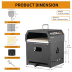 Піч для піци PIZZELLO на дровах, 4 в 1, знімна, 2-шарова, з каменем для піци, лопаткою для піци, кришкою, решіткою для гриля, Pizzello Gusto