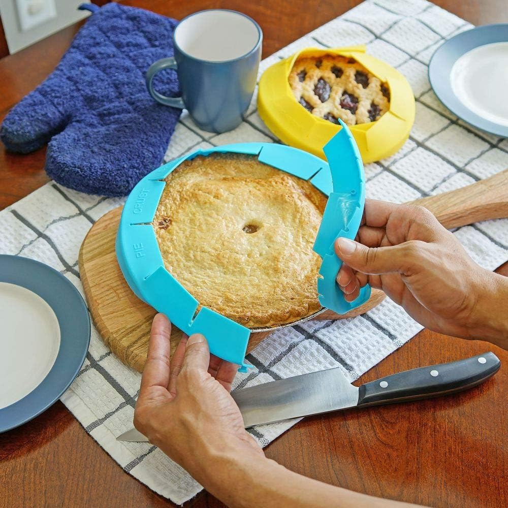 Pie Crust Shield Adjustable Reusable Silicone Baking Tool – Prevents Burnt Edges, Set of 3 for Perfect Pies