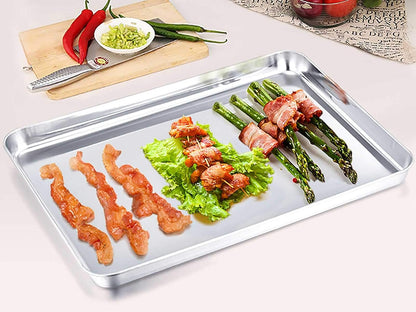 TeamFar Baking Sheet Set of 2, Baking Pans Tray Cookie Sheet Stainless Steel, Non Toxic & Healthy, Mirror Finish & Rust Free, Easy Clean & Dishwasher Safe