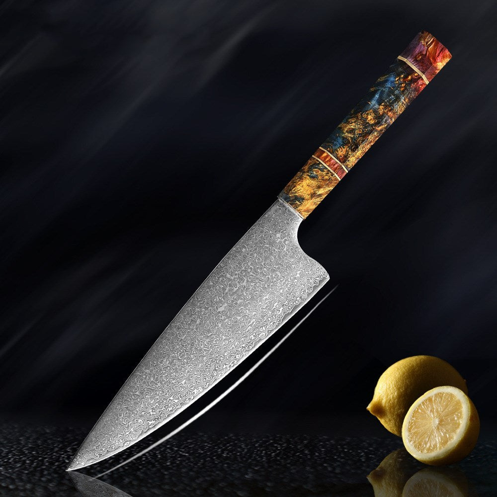 5 Pcs Damascus Knife Set Stainless Steel with Wooden Handle