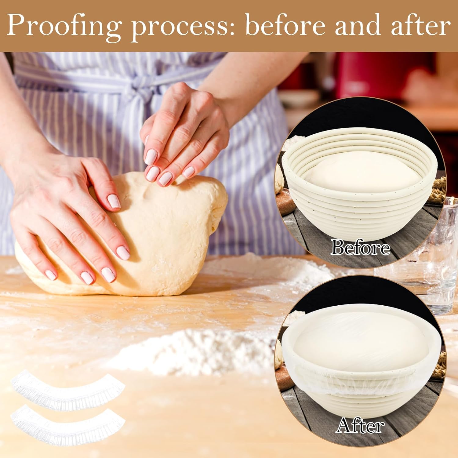 120pcs Shower Caps for Sourdough Bread, Reusable Bowl Covers for Proofing, Plastic Bread Covers With Elastic