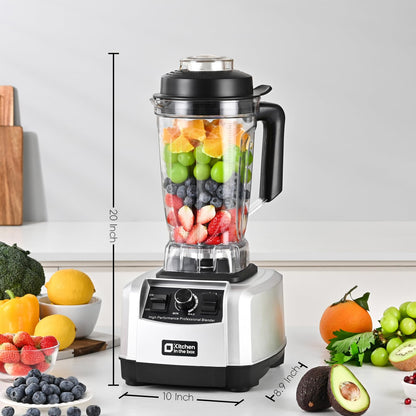 Kitchen in the box Blender, 68 OZ Professional Countertop Blender, 1450W High Performance 2HP Blender, BPA Free Large Capacity Blender, Smoothies, Ice Crush, Milkshake (Silver)