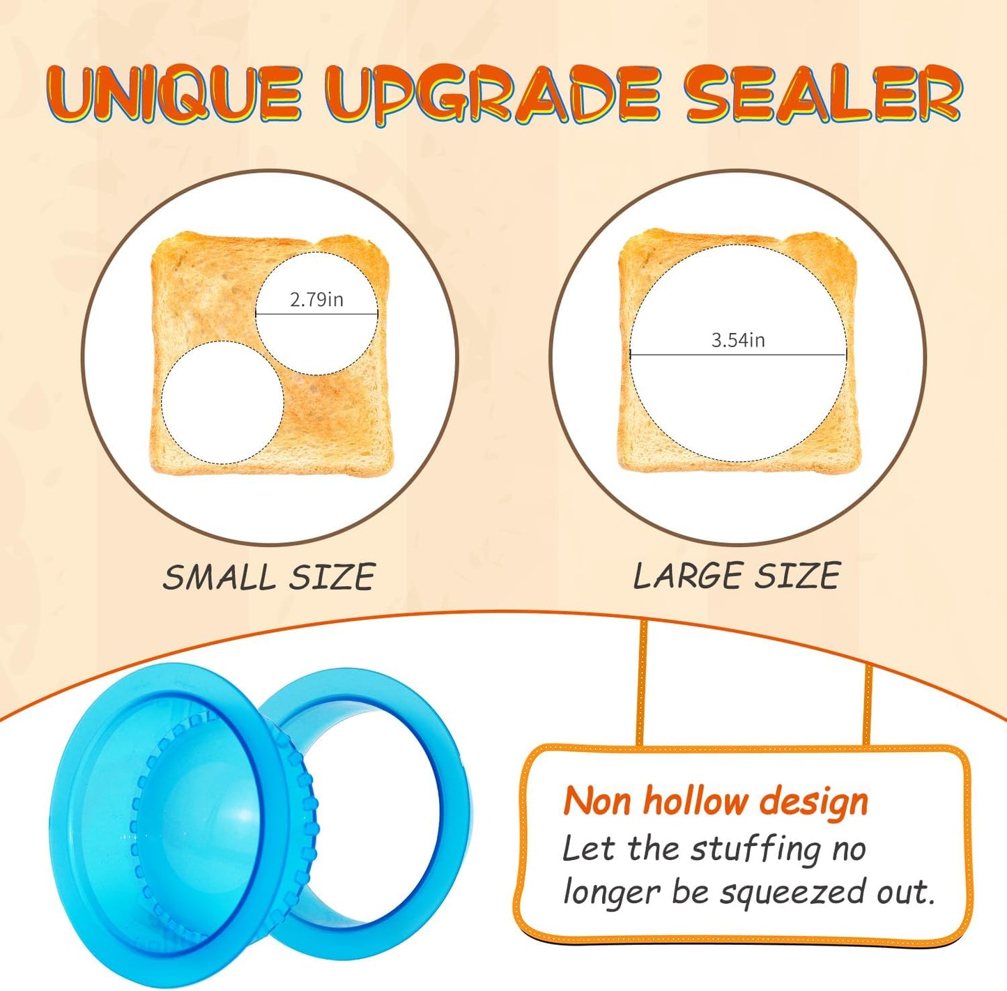 HiYZ Sandwich Cutter and Sealer - 5 PCS Decruster Sandwich Maker - Peanut Butter and Jelly Crustless Sandwich Bread Pancake Maker Cookie Cutter for Kids Children Boys Girls