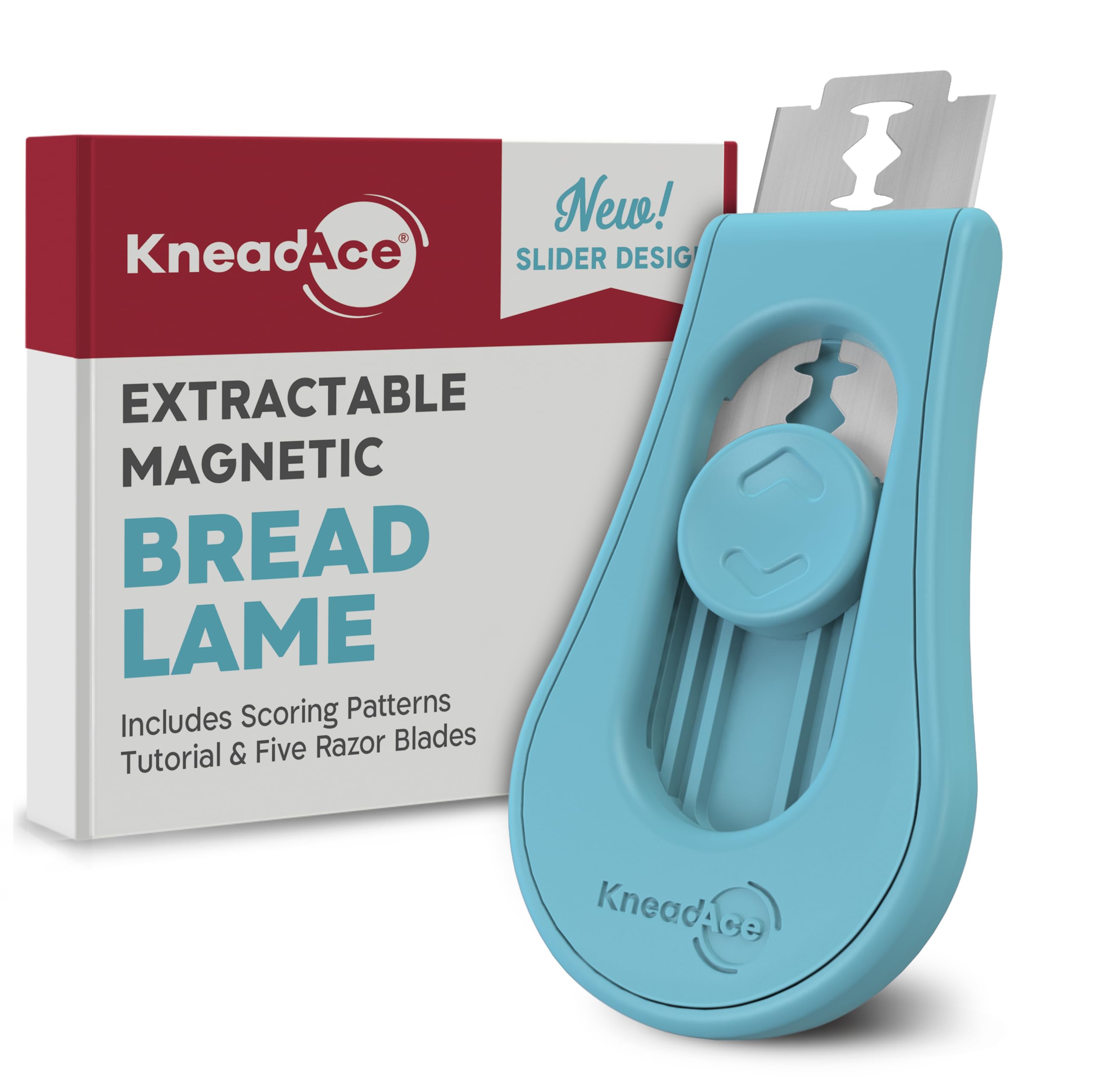 Upgraded Extractable & Magnetic Bread Lame Dough Scoring Tool - Professional Sourdough scoring tool for Sourdough Bread baking & Bread Making Tools - Scoring Patterns booklet & 5 Razor Blades