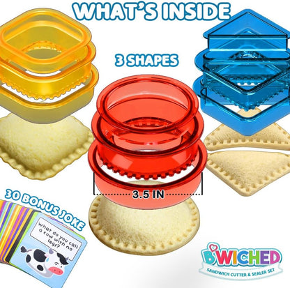 Sandwich Cutter and Sealer - Crustless Sandwich Maker - Cut and Seal - Lunch Box and Bento Box - Boys, Girls, Kids Lunch - Sandwich Cutters for Kids - Triangle, Circle, Square