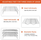 P&P CHEF Cooling Rack, 5-Tier Stainless Steel Stackable Baking Cooking Racks for Cooling Roasting Grilling, Collapsible & Heavy Duty, Oven Safe & Easy Clean, 15" x 10", Silver