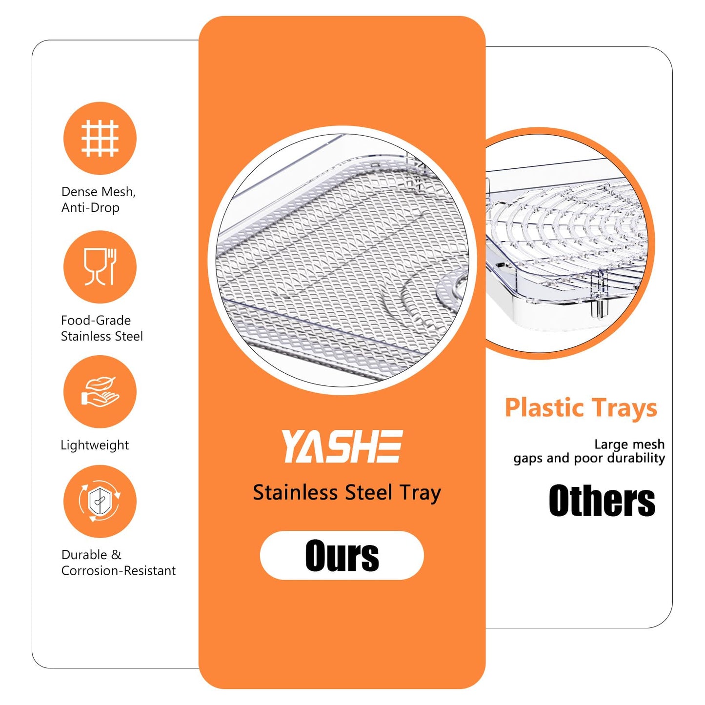 YASHE Food Dehydrator Machine, 5 Stainless Steel Trays Food Dryer, 48H Timer and Temperature Control, Recipes Book Included, 420W Dehydrators for Food and Jerky, Herbs, Meat, Fruit, Dog Treats