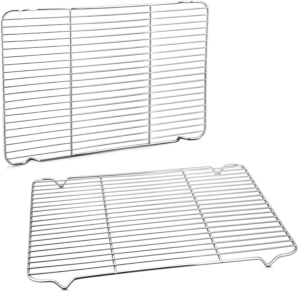 P&P CHEF Baking Rack Cooking Rack Set of 2-16.6''x11.5", Stainless Steel Wire Cooling Drying Roasting Rack, Fits Half Sheet Cookie Pans, Commercial Quality, Oven & Dishwasher Safe