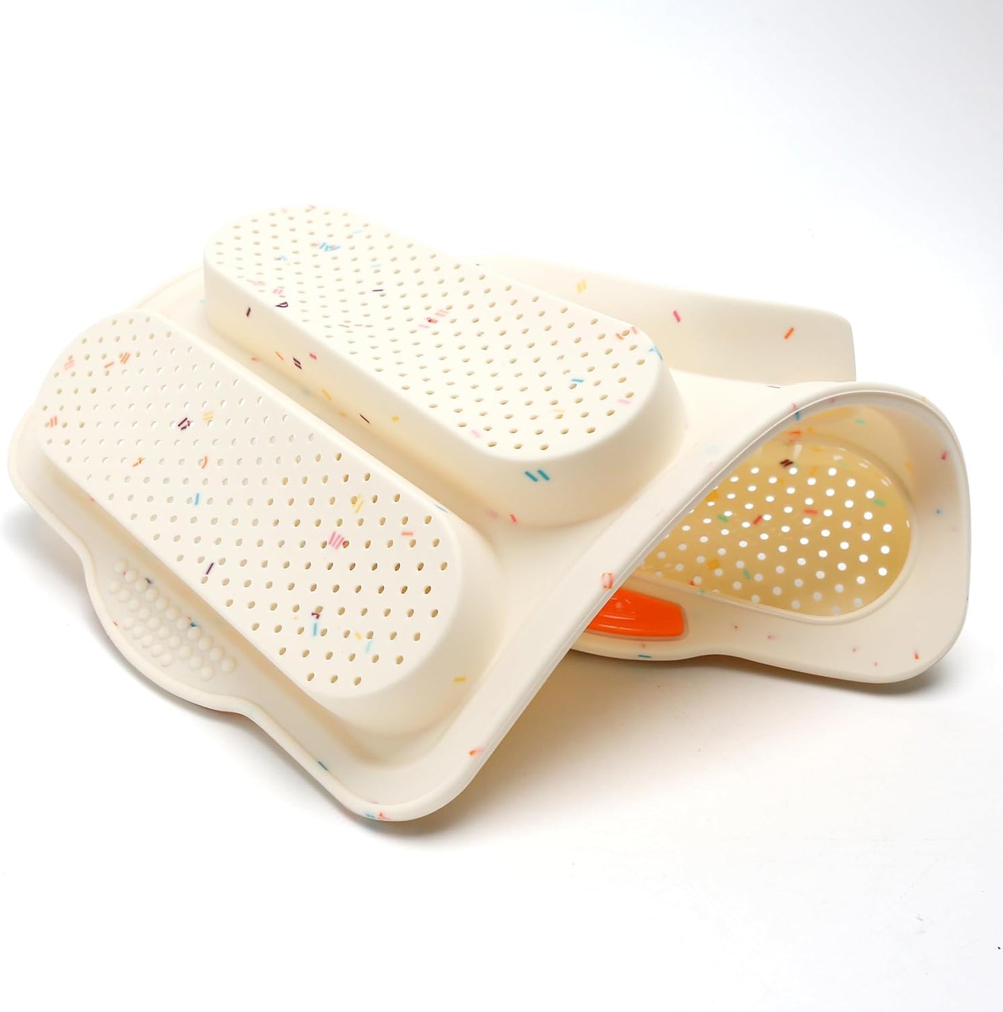 French Bread Hoagie Sub Roll Baking Pans 4-slot, Non Stick Silicone Mould Mold Tray for Sandwich Baguette Hot Dog Bun Loaf Food, Mini Tool Set for Restaurant Homemade Household Breakfast Dinner-Beige