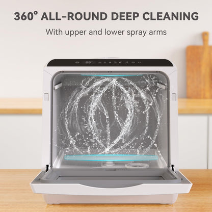 Portable Countertop Dishwasher, 5 Washing Programs Mini Dishwasher with 5L Built-in Water Tank & Inlet Hose, For apartments