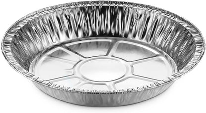MontoPack 9” Aluminum Foil Pie Pans | Round Disposable Containers with Angled Walls for Tart Baking, Storing, Serving & Reheating | Freezer and Oven Safe, Recyclable | 50-Pack of Cake Tins