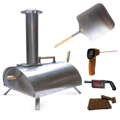 Outdoor Pellet Pizza Oven - Original Pellethead PoBoy Wood Fired Portable Oven with Pizza Peel, Blower, 13" Stone Accessories Kit