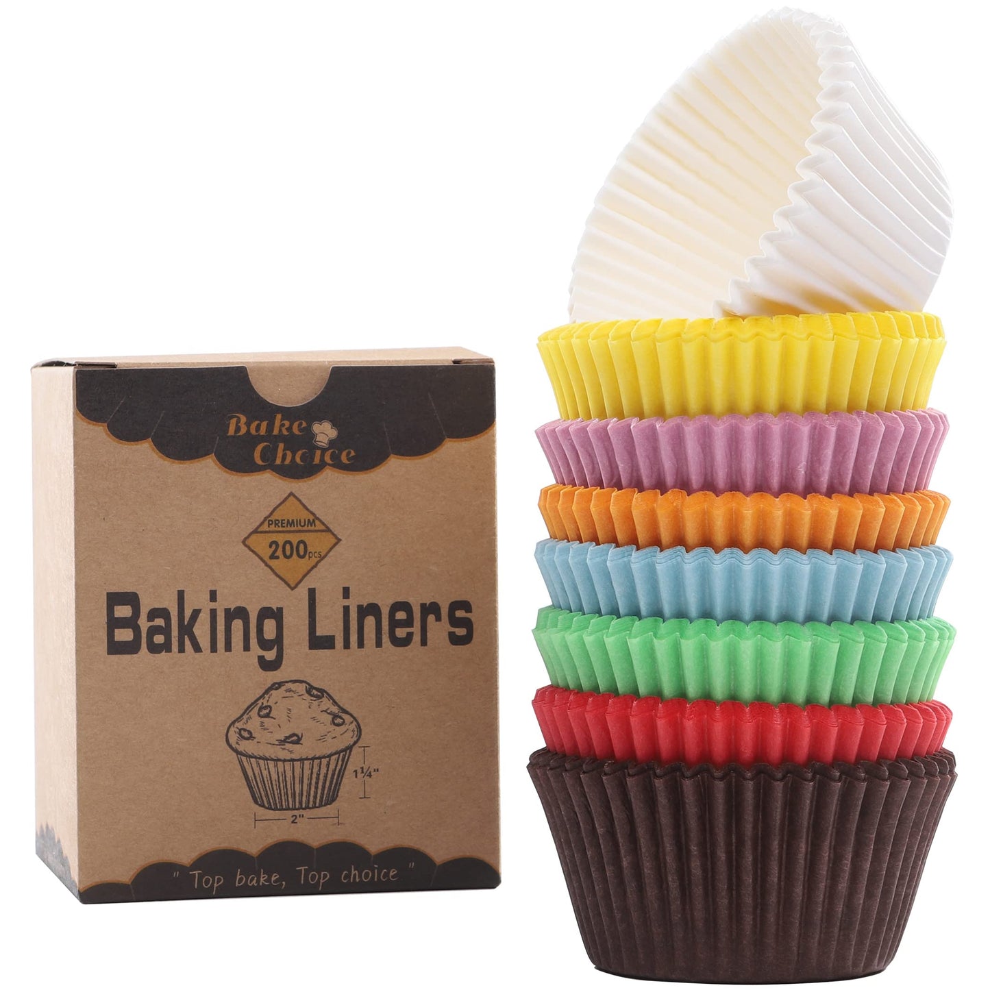 Non-stick 200pcs Standard Cupcake Liners for Baking, Natural, Food-grade Cupcake Wrapper, Greaseproof Parchment Muffin Liners