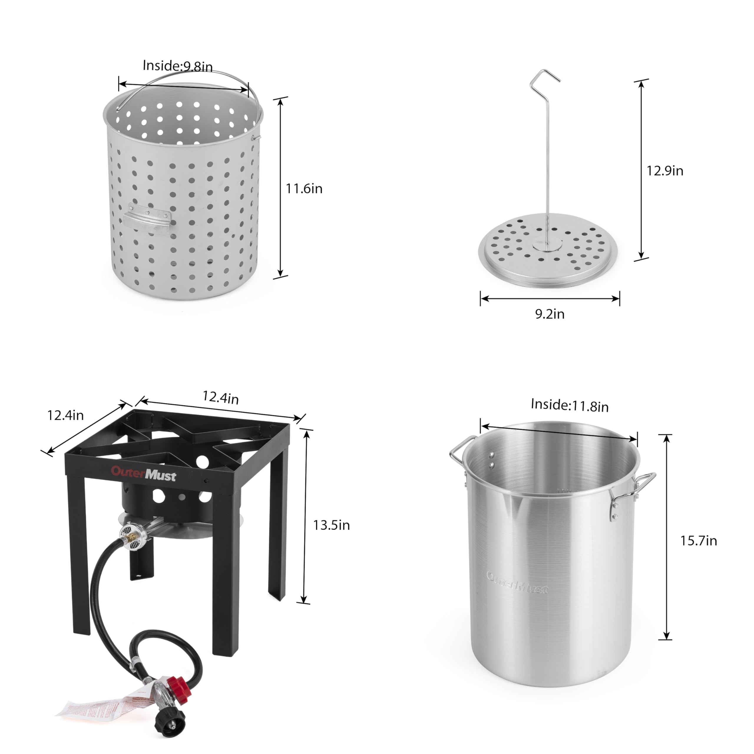 OuterMust 30 QT. Turkey Fryer Set 50,000 BTU Carb Boil Pot with Basket and Burner Set, Ideal for Cooking Turkey, Crawfish, Crab