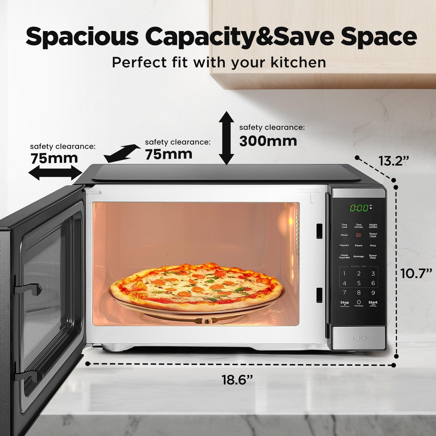 BLACK+DECKER Countertop Microwave Oven 0.9 Cu Ft, 6 Auto Menus, Child Lock, Memory Function, 10 Power Levels, Easy One-Touch Start, Digital Panel, 900W