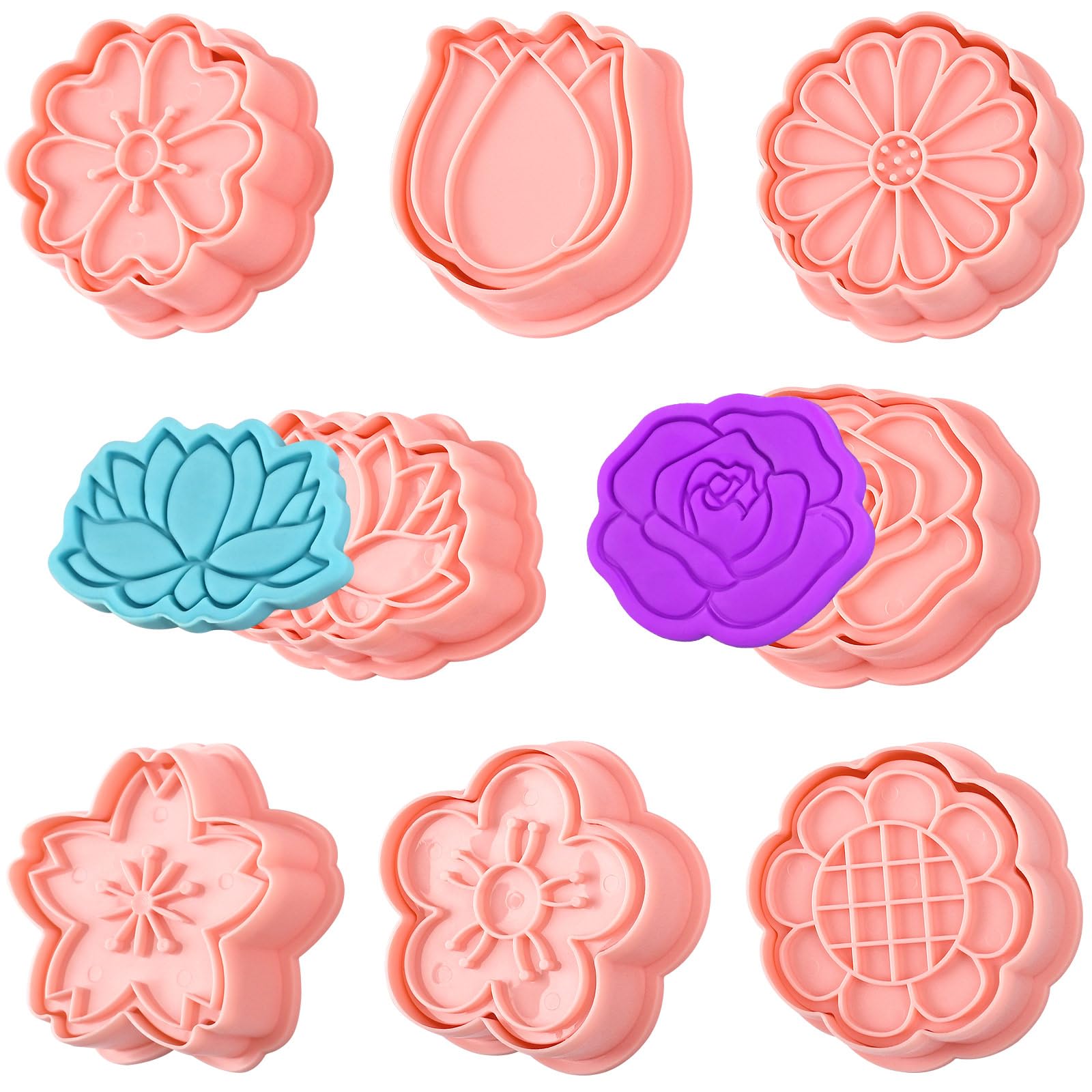 Animal Cookie Cutters With Plunger Stamps Set,8 Piece 3D Animal Embossing Cutters For Biscuit Fondant Cheese Baking Molds