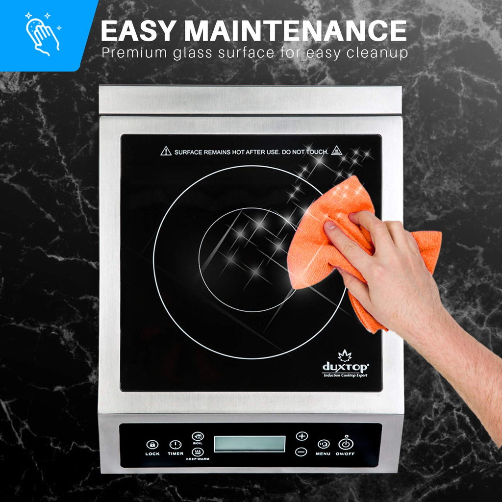 Duxtop Professional przenośna kuchenka indukcyjna, palnik do użytku komercyjnego, palnik indukcyjny o mocy 1800 W z czujnikiem dotykowym i ekranem LCD, P961LS/BT-C35-D, srebrny/czarny
