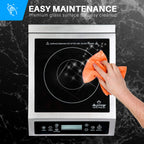 Duxtop Professional przenośna kuchenka indukcyjna, palnik do użytku komercyjnego, palnik indukcyjny o mocy 1800 W z czujnikiem dotykowym i ekranem LCD, P961LS/BT-C35-D, srebrny/czarny
