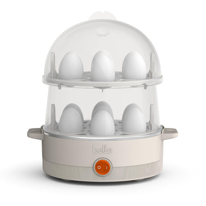 bella Electric Egg Cooker, 14 Eggs Capacity Tray, Double Stack, for Poached, Scrambled, Hard, Medium & Soft Boiled Eggs, Omelets and Steamed Dumplings, Auto Shutoff, 360 Watt, Oatmilk