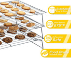 10 * 16 Inch Cooling Racks, 3 Stackable Tall Baking Racks, Stainless Steel Wire Rack for Baking Sheet, Cooling Racks for Cooking and Baking, Oven and Dishwasher Safe
