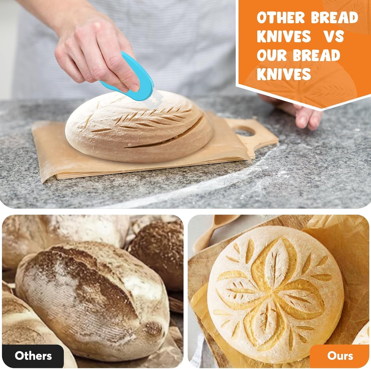 Extractable & Magnetic Bread Lame Dough Scoring Tool - Professional Sourdough Scoring Tool - Sourdough Bread Baking & Bread Scoring Tool - Scoring Patterns booklet & 5 Razor Blades (Blue)